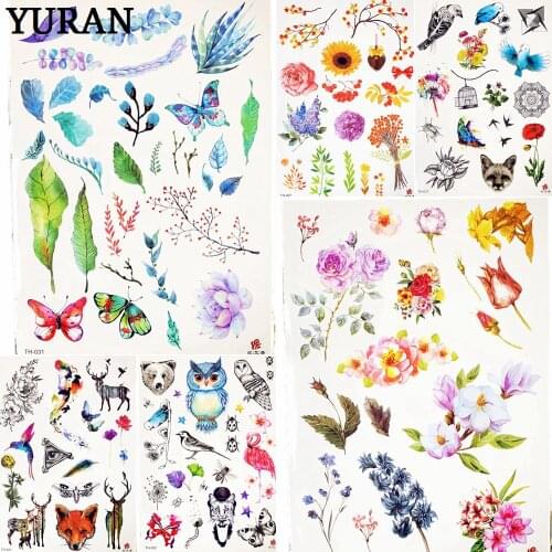 Children Cartoon Temporary Tattoo Sticker 3D Butterfly Animation Drawing Body Art Waterproof Tattoos Kid Arm Hands Flower Tatoos