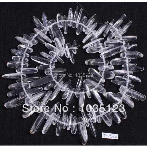 High Quality 15-20mm Natural Rock Crystal Quartz Stick Shape Gems Loose Beads Strand 15" DIY Jewelry Making w58