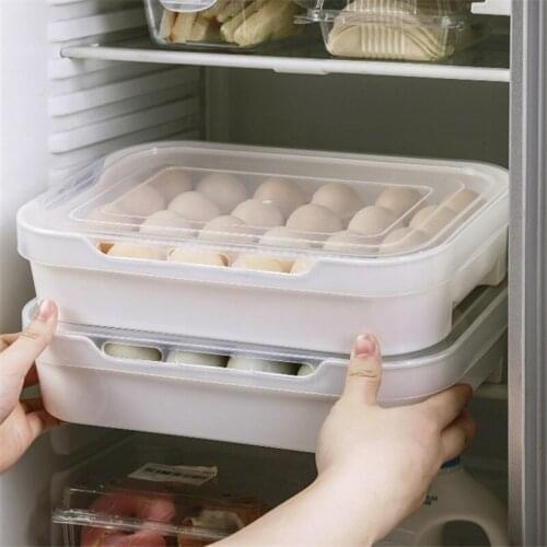 Japanese Creative Plastic Refrigerator Egg Storage Box Kitchen Organizer Drawer Egg Container with Cover Household Egg Tray