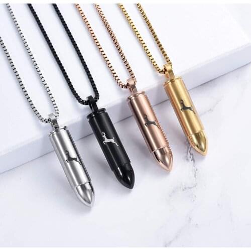 Cremation Jewelry for Ashes Bullet Urn Necklace Stainless Steel Deer Pendant Ash Keepsake Memorial Jewelry for Men Women