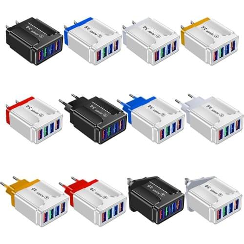 4 USB Port Butterfly Illuminated Charger for iPhone 12 Pro Max Xiaomi Wall Charger Portable Universal Adapter for Samsung Huawei