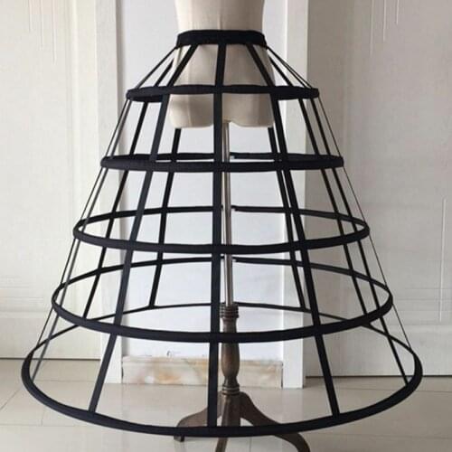 Women 5-Hoop Hollow Caged Petticoat Victorian Wedding Bridal Dress Skirt Support