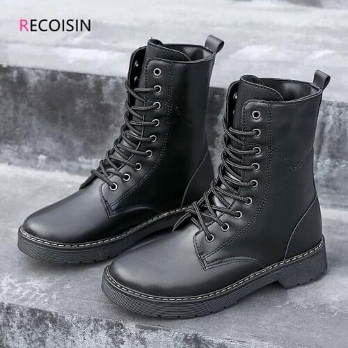 RECOISIN 2020 Women Boots Soft Leather Shoes For Winter Boots Shoes Woman Casual Autumn Botas Mujer Female Motorcycle Boots