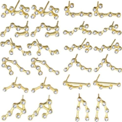 Fashion Women crystal Earrings 12 zodiac signs Earrings Charm Girls Gift Stud jewelry Evening Party Earring