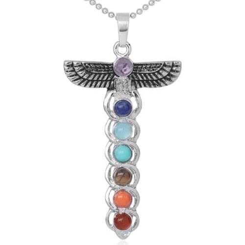 Natural Gems Smudged Ancient Silver Color Angel Wing Pendant Necklace Charms Womens Jewelry Sweater Chain Accessories Best Gift