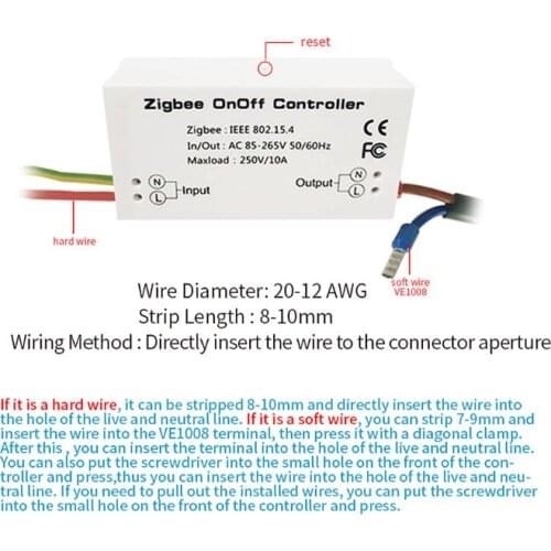 Zigbee On/Off Controller Smart Switch APP Remote Control Smart Home Module AC85-265V 10A