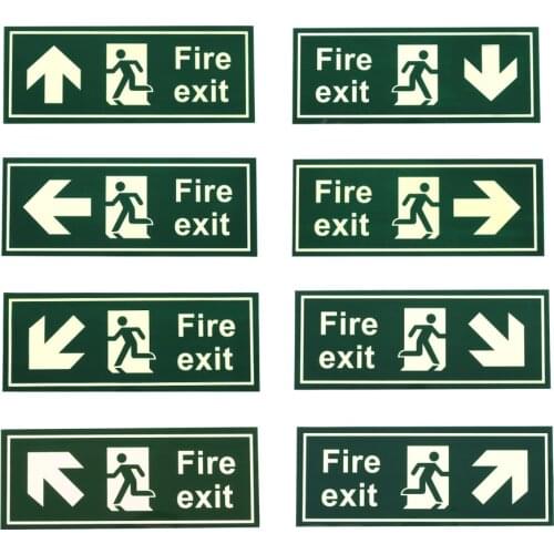 8pcs Fire Safety Exit Sign Warning Guidance Signage Luminous for Stairway Hallway Hotel Basement mall escape export guide sign