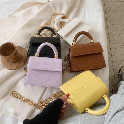 2021 New Luxury Stone Pattern Mini PU Leather Crossbody Bag For Women Shoulder Simple Handbags Chain Travel Phone Purses
