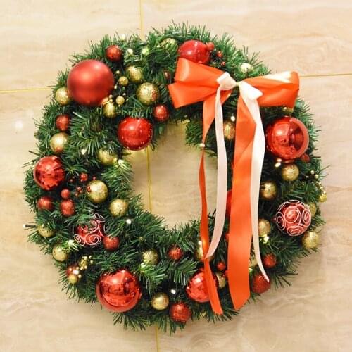 40/50cm Pearlescent Ball Christmas Wreath Door Hanger 60cm Cane Ring Shop Window Christmas Decorations
