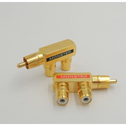 40pcs copper AV Audio Splitter Plug RCA Adapter 1 Male to 2 Female Gold Plated connector