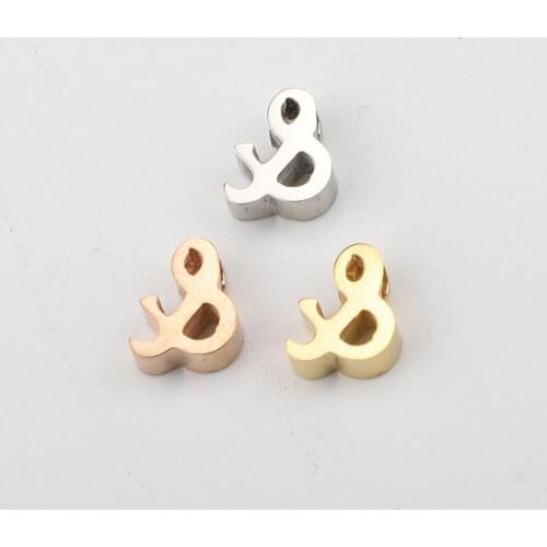 50pc 7*8/8*10mm Steel Color Stainless steel Small Symbol "&" Beads Charm pendant For Necklace DIY Women Handmade Jewelry Making
