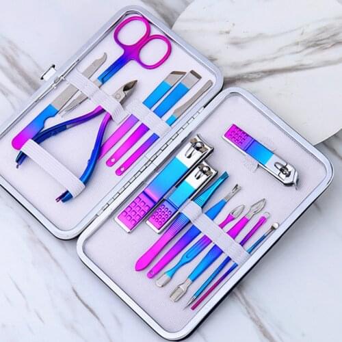 7-15pcs Nails Art Clipper Toenail Pliers Nail Cutter Pedicure Scissors Set Colorful Professional Stainless Steel Manicure Tool