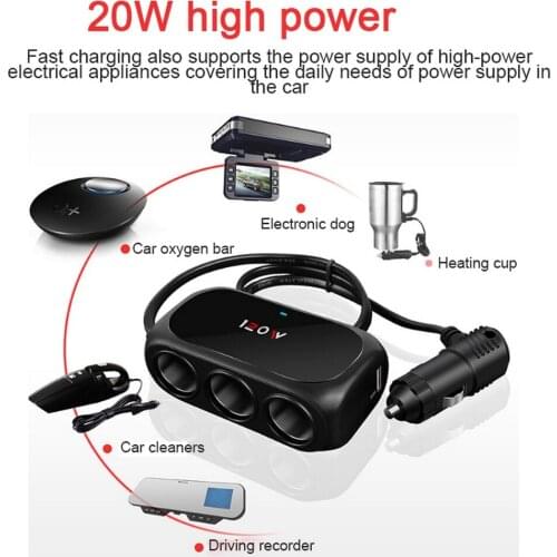 Car Cigarette Lighter Conversion Vehicle USB Charger Power Adapter 12v-24v 3 Ports 3.1A Fast Charging for Phone MP3 Accessories