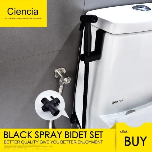 Free Shipping Black Handheld Bidet Toilet Sprayer Shattaf Sprayer Diaper Sprayer Set with Hose, T-Valve, Holder for American