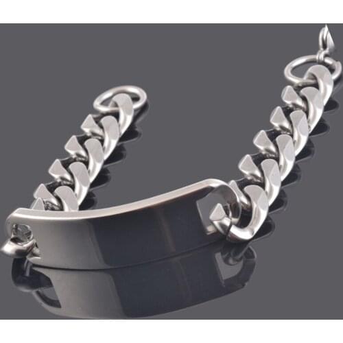 8.66" Fashion Stainless Steel Silver color Charms Cuban Curb Chain Bracelet Bangle For Mens, Sunshine Jewelry Good Gift