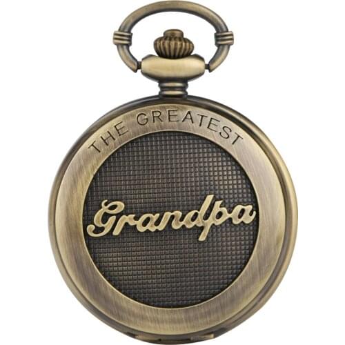 Bronze Vintage Grandpa Design Quartz Pocket Watch Fob Chain Pendant Watches for Men Women Casual Roman Numerals Steampunk Clock