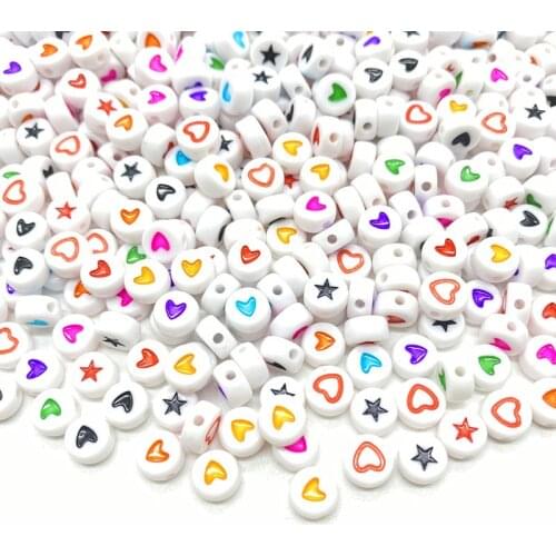 100pcs/Lot 7mm Acrylic Spaced Beads Round Shape Love Heart Beads For Jewelry Making DIY Handmade Charms Bracelet
