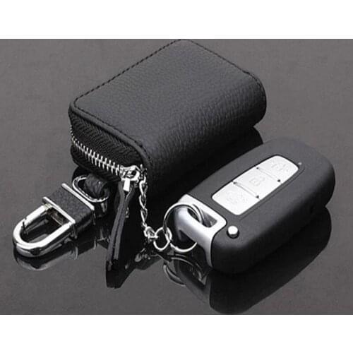 Black PU Leather Case Key Fob Holder Bag Cover Pouch Key Case Keychain For Car