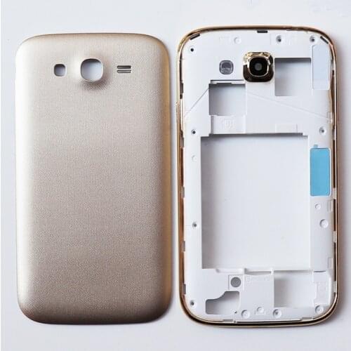 For Samsung Galaxy Grand Duos GT-I9082 I9082 9082 Middle Plate Chassis Frame + Back Battery Housing Cover with side Button gold