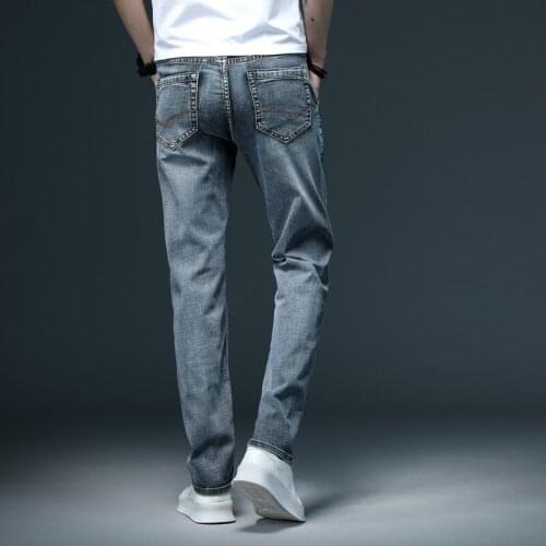 Fashion Denim Trousers Male Straight Vintage Blue Pants 2021 New Mens Theft-Proof Zipper Jeans Business Casual Regular Fit