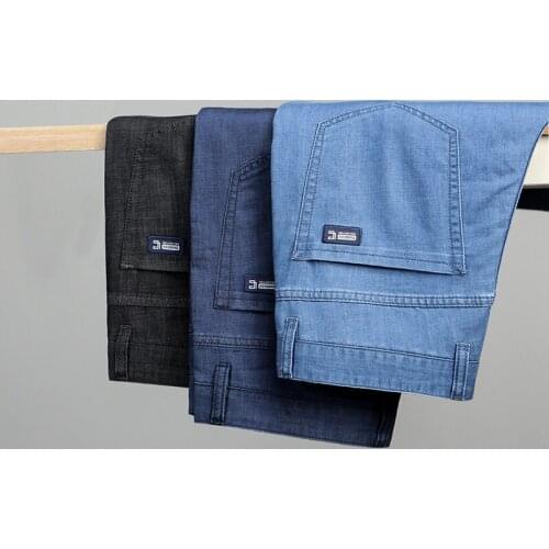 Brand 2021 Summer New Mens Modal Fabric Elastic Soft Jeans Fashion Business Classic Style Jeans Denim Pants Trousers Male 40 42