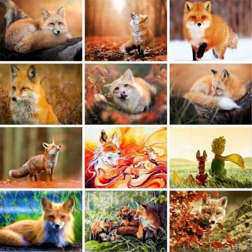 GATYZTORY 40x50cm Frameless Painting By Numbers Animals Fox On Canvas Pictures By Numbers Home Decoration Unique Gift