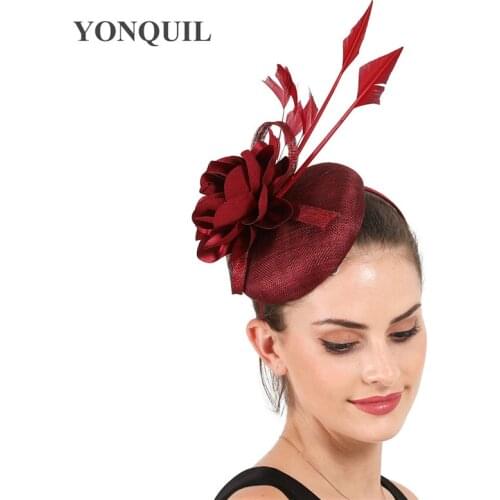 High Quality 4-Layer Sinamay Nice Fascinator Wedding Headbands HatFashion Flower Headwear For Elegant Womens Event Fedora Hats