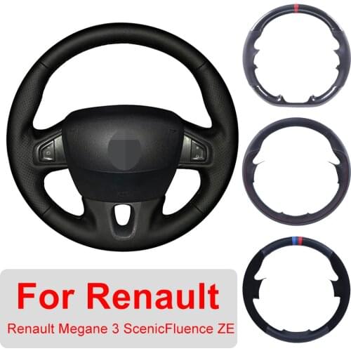 Customized Car Steering Wheel Cover For Renault Megane 3 2009-2014 Scenic 2010-2015 Fluence ZE 2009-2016 Leather Protective Wrap