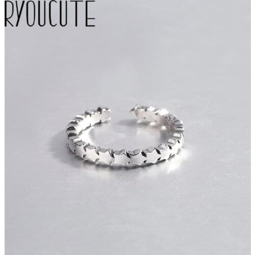 2019 Bijoux Fashion Real Silver Color Star Rings for Women Boho Adjustable Antique Rings Anillos