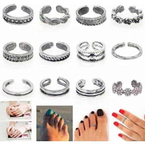 Vintage Foot Ring Set For Women Beach Toe Set Ring Summer Sexy Charm Open Foot Rings Jewelry Accessories Gift
