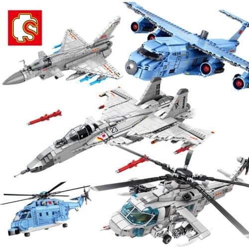 SEMBO Military Police Aircraft Air Force Plane Building Blocks Army Navy Armored Airplane Fighter Soldier Weapon DIY Bricks Toys