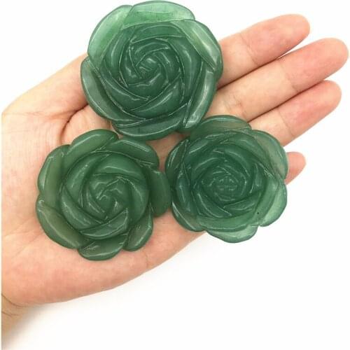 Beautiful 1PC Natural Aventurine Rose Flower Hand Carved Crystal Flowers Healing Stones Decor Natural Quartz Crystals