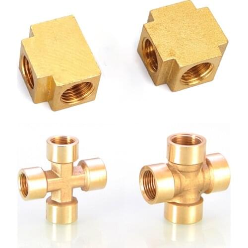 Brass Pipe Fitting 3 Way 4 Way Connector Cross 1/8"1/4" 3/8" 1/2" male Thread Copper Barbed Coupler Adapter Coupling