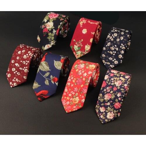 Linbaiway 6cm Floral Printed Necktie for Mens Cotton Skinny Neck Ties Fashion Wedding Party Tie Shirt Mujer Vestil Custom LOGO