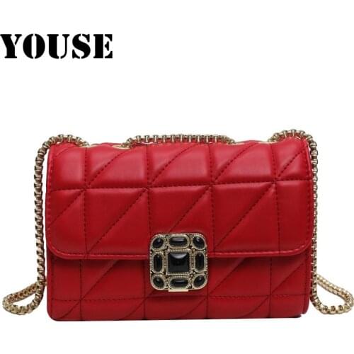 YOUSE Brand 2021 New Texture Small Bag Female Chain Retro Small Square Bags Western-style Mini Shoulder Bags Designer Bags Flap