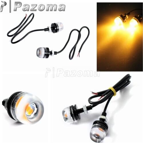 Motorcycle Black 12V LED License Plate Light Eagle Eye Lamp Amber Light Running Light Universal For Offroad Vehicle