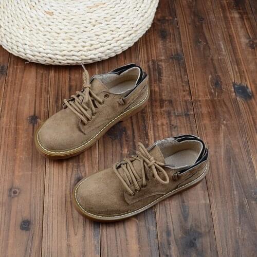 European and American retro single shoes Harajuku flat wild round head low help Martin casual shoes Mori literary womens shoes