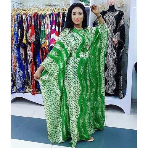Abaya Dress for Women 2020 Autumn Muslim Plus Size Clothes Batwing Sleeve Pullover Spots Stripe Print Fashion Africaine Garment