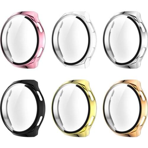 Suitable For Huawei Watch GT2e Plating All-inclusive PC Protective Case Tempered Glass Screen Protector Accessories 2 In 1