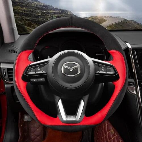 Suitable for Mazda 3/5/6 Atez Angsai cx-30 CX-5 CX-4 CX-7 hand-stitched suede steering wheel cover leather grip cover