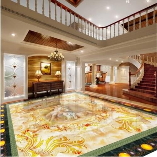 Beibehang custom background 3D stereoscopic aesthetic angel marble floor painting to wear waterproof and thick floor