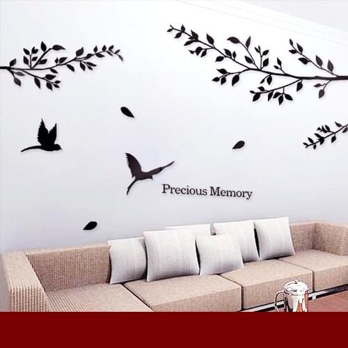 Romantic crystal wall stickers tv wall stickers bird rustic