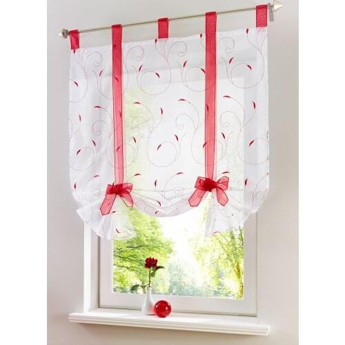 RZCORTINAS European window curtain embroidery style tie up kitchen curtain voile sheer tab top window brand curtains cortinas