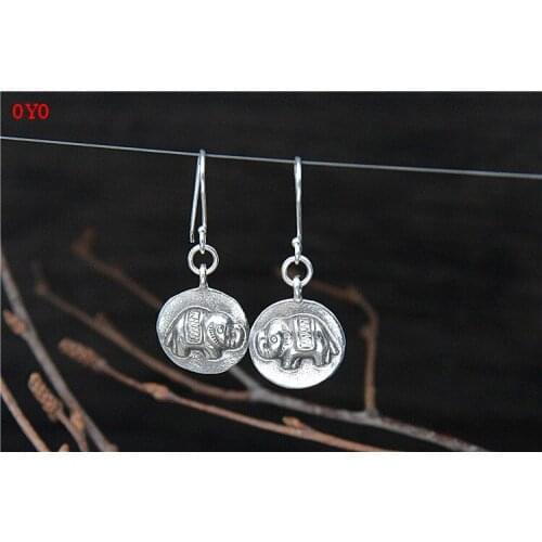 2021 New S925 Sterling Silver Thai Original Handmade Elephant Earrings