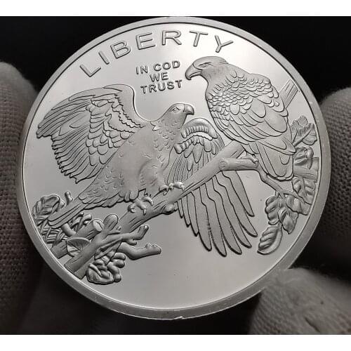 US Liberty Souvenir Silver Plated Coin IN GOD WE Trust Commemorative Double Eagle Coins New Year Gifts