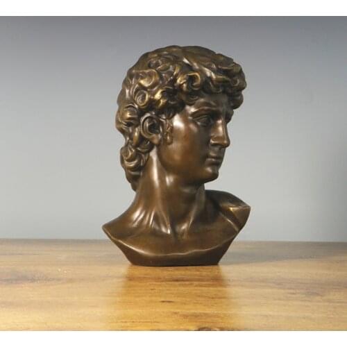 David Head Statue Famous Man Sculpture Hot Cast Bronze Antique Art Home Cabinet Office Decoration