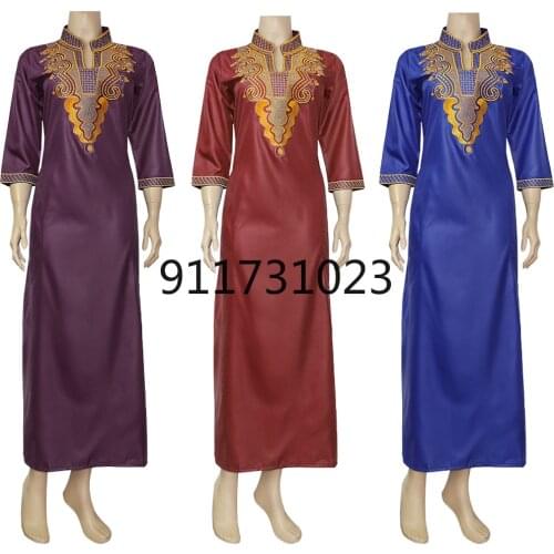 South African Traditional Wear Dashiki Maxi Dresses For Women Plus Size Clothes Gold Embroidery Lady Dress Wedding Party Robe