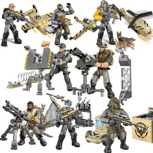 WW2 Military Series World War II Soldier Fighter Weapon Accessories Police Dog SWAT Building Blocks Bricks Toys Gifts