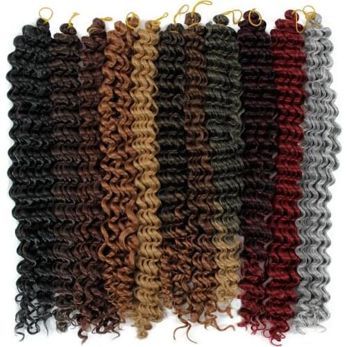 YxCheris 18 Inch Deep Wave Twist Crochet Hair Natural Synthetic Braid Hair Ombre Braiding Hair Extensions Low Tempreture Hair