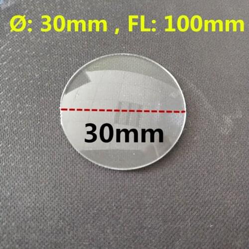 Pmma plano convex acrylic lens diameter 30mm focal length 100mm